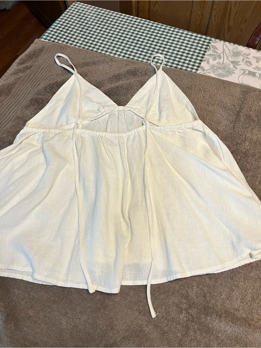 Free People - Cream Spaghetti Strap  Cami Top and wide leg linen pant set